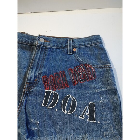 HOT PANTS SHORT Shorts Denim Levi Sz 14 Cutoff Frayed Hippie Distressed VTG - Picture 4 of 8